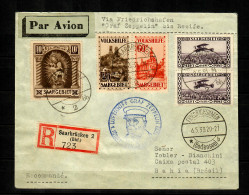 Volkshilfe Saar, 3x Einschreiben Saarbrücken, Graf Zeppelin Bis Recif Nach Bahia - Used Stamps