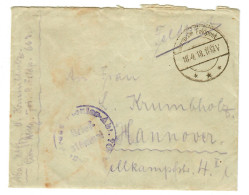 18.4.1918: FP-Brief Von Nazareth Mit Inhalt über FP-Amt 663 Nach Hannover - Feldpost (Portofreiheit)