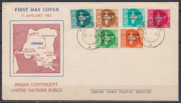 Congo - FDC Timbres De Franchise "U.N. FORCE (INDIA) CONGO N°1/6 Càd F.P.O. N°716 /15 1 1962 - Otros & Sin Clasificación