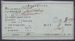 Empire D'Autriche - Bordereau D'envoi De Colis/lettre Daté 9 Mai 1839 De PRAG - ...-1850 Prephilately