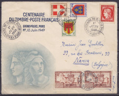 L. Commémorative Affr. N°839x2+836+837+838 +15c Cérès Rouge ND Càd "CENTENAIRE DU TIMBRE-POSTE /1e JUIN 1940/ PARIS" Pou - 1941-66 Wapenschilden