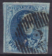 Belgique - N°7 - 20c Bleu Médaillon Léopold 1e 1851 Margé, Deux Voisins - P2 AMAY - 1851-1857 Medaillons (6/8)