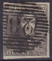 Belgique - N°1 Epaulettes 10c Brun Oblit. P28 CINEY - 1849 Epauletten