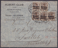 L. "Albert-Club / Société De Football / Liège" Affr. 5x OC1 Càpt LÜTTICH /28.3.1916 Pour IXELLES - OC1/25 Gobierno General
