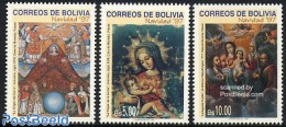Bolivia 1997 Christmas 3v, Mint NH, Religion - Christmas - Art - Paintings - Natale