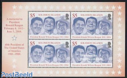 Solomon Islands 2004 Ronald Reagan S/s, Mint NH, History - American Presidents - Isole Salomone (1978-...)