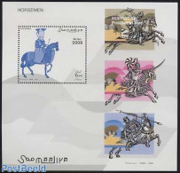 Somalia 2003 Soldiers On Horses S/s, Mint NH, Nature - Horses - Somalie (1960-...)