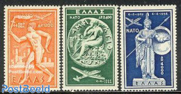 Greece 1954 5 Years NATO 3v, Unused (hinged), History - Religion - Various - Europa Hang-on Issues - NATO - Greek & Ro.. - Neufs