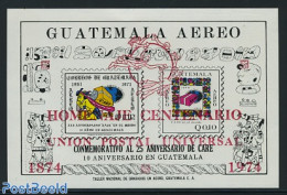 Guatemala 1974 UPU Centenary S/s, Red Overprint, Mint NH, U.P.U. - U.P.U.