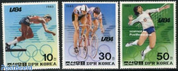 Korea, North 1983 Olympic Games 3v, Mint NH, Sport - Athletics - Cycling - Olympic Games - Volleyball - Atletismo