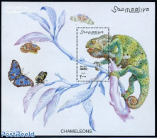 Somalia 2001 Chameleons, Butterflies S/s, Mint NH, Nature - Butterflies - Reptiles - Somalia (1960-...)