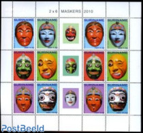 Suriname, Republic 2010 Masks 2x6v M/s, Mint NH - Surinam