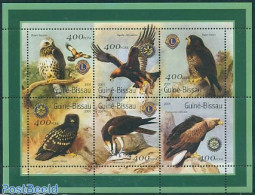 Guinea Bissau 2001 Rotary, Lions, Birds Of Prey 6v M/s, Mint NH, Nature - Various - Birds - Birds Of Prey - Lions Club.. - Rotary, Lions Club