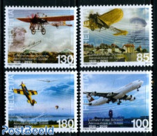 Switzerland 2010 100 Years Of Aviation In Switzerland 4v, Mint NH, Sport - Transport - Gliding - Balloons - Aircraft &.. - Unused Stamps