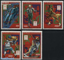Central Africa 1987 Olympic Winter Games 5v, Mint NH, Sport - Ice Hockey - Olympic Winter Games - Skating - Skiing - Jockey (sobre Hielo)