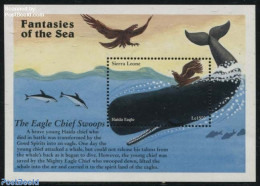 Sierra Leone 1996 Haida Eagle S/s, Mint NH, Nature - Birds - Birds Of Prey - Sea Mammals - Art - Fairytales - Cuentos, Fabulas Y Leyendas