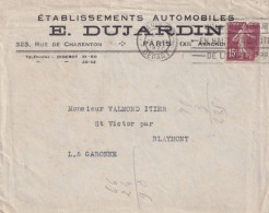 ENVELOPPE PROSPECTUS - PARIS (XII°) ETABLISSEMENT AUTOMOBILES - E. DUJARDIN  - 323 RUE DE CHARENTON - TOUS LES  SCANS  - Cars