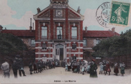 X5-94) ABLON  - LA MAIRIE  - ANIMEE - HABITANTS  - COLORISEE - 1907  - Ablon Sur Seine