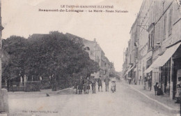 X18-82) BEAUMONT DE LOMAGNE (TARN ET GARONNE) LA MAIRIE - ROUTE NATIONALE - ( ANIMEE - 2 SCANS ) - Beaumont De Lomagne