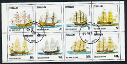 Feuillet De 8 Timbres Oblitérés EYNHALLOW XIV-1 Holy Island Scotland  Navire Bateau Voilier 2 Ou 3 Mats -Galeon Spain* - Bateaux