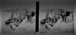 PLAQUE VERRE STÉRÉO. VUE DU PORT DE PORNIC. BATEAUX DE PÊCHE. LOIRE-ATLANTIQUE - Glass Slides