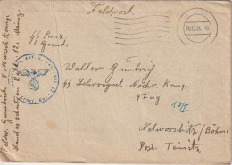 German SS Feldpost WW2: To SS Lehr Regiment In Netvorice (Czech Republic) (in German: Networschitz) From Landesschützen - Militaria