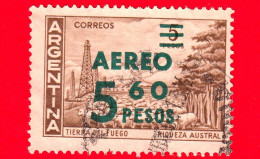 ARGENTINA - Usato - 1962 - Tierra Del Fuego, Sovrastampato 'Aéreo 5,60 Pesos' Su 5 - Usados