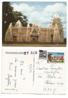 Ghana Old Mosque In Larabanga Airmail Pcard 5set1991 To Italy With 2 Stamps ( 1 OVPT Provisional) - Ghana (1957-...)