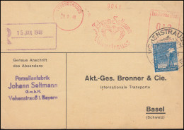 AFS Porzellanfabrik Johann Seltmann SSt VOHENSTRAUSS 12.1.1948 Nach Basel - Porcelaine