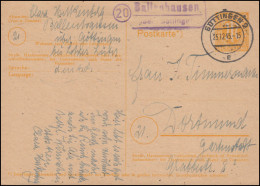 Landpost 20 Ballenhausen über Göttingen 2 - 25.12.45 Auf Postkarte - Lettres & Documents