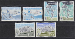 Belgien 1190-1195 Fallschirmspringen 1960, 6 Werte Komplett, Satz ** / MNH - Parachutespringen