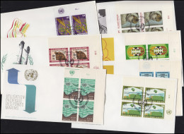 UNO Genf 15-21 Jahrgang 1971 ER-Viererblöcke OBEN Mit TAB, 7 Schmuck-FDC GENF - Other & Unclassified