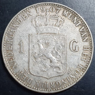 Netherlands 1 Gulden Wilhelmina Crown 1907 Silver VF - 1 Florín Holandés (Gulden)