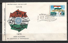 INDE. N°344 Sur Enveloppe 1er Jour (FDC) De 1972. Drapeau De L’Inde. - Enveloppes