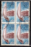 TIMBRES 1965 - Y&T 1437 - BLOC DE 4 AIX LES BAINS VOILIER - OBLITÉRÉ (143)_Ti1393 - Sailing