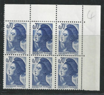 Liberté De Delacroix N° 2240 ** 0,70 Avec Double Frappe Dans Bloc De 6 - Nuevos