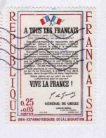 TIMBRE Y&T 1408 - 1964 " XX° ANNIVERSAIRE DE LA LIBÉRATION " OBLITÉRÉ SUR FRAGMENT (1804)_Ti859 - Seconda Guerra Mondiale