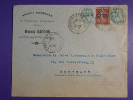 DM 10  ALGERIE   BELLE LETTRE AGENCE  1925 CONSTANTINE A BORDEAUX    FRANCE  +AFF. INTERESSANT +++ - Brieven En Documenten