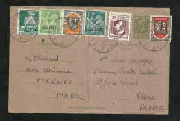 Entier Carte Postale 212-CP1 Alger 1/2/1949 à Saint Genis N°177;210;230;231;255 Et 265 En Complément MULTICOLORE+  B/TB - Covers & Documents