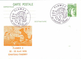 Entier FRANCE - Carte Repiquage Flamex 3 Château Thierry Obl. Avril 1978 - 0f80 Sabine Vert - Overprinter Postcards (before 1995)