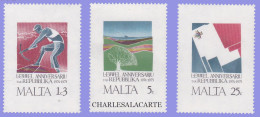 MALTA REPUBLIC  1975  ANNIVERSARY OF REPUBLIC  S.G. 552-554  U.M. - Malte