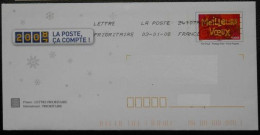 Enveloppe PAP De Service La Poste Timbre Meilleurx Voeux 2008  Oblitéré - Brieven & Documenten