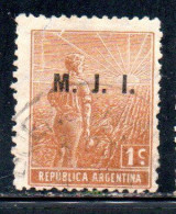 ARGENTINA 1912 1914 OFFICIAL DEPARTMENT STAMP  OVERPRINTED M.J.I.MINISTRY JUSTICE INSTRUCTION MJI 1c USED USADO - Dienstzegels