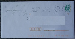 Enveloppe PAP De Service La Poste Bonne Année 2012  Timbre Marianne Beaujard  Oblitéré - Cartas & Documentos
