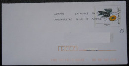 Enveloppe PAP De Service La Poste Timbre Logo Oiseau Noir Et Bleu Sur Jaune La Poste  Oblitéré - Cartas & Documentos