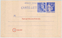 Entier FRANCE - Carte-lettre Date 929 Neuf ** - 90c Paix Bleu - Letter Cards