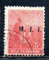 ARGENTINA 1912 1914 OFFICIAL DEPARTMENT STAMP  OVERPRINTED M.J.I.MINISTRY JUSTICE INSTRUCTION MJI 5c USED USADO - Servizio
