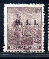 ARGENTINA 1912 1914 OFFICIAL DEPARTMENT STAMP  OVERPRINTED M.J.I.MINISTRY JUSTICE INSTRUCTION MJI 2c USED USADO - Servizio