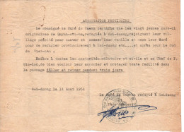 ATTESTATION PROVISOIRE CURE DE CAO-XA 1954 ARMEE FRANCAISE INDOCHINE INDOCHINA  CEFEO - Francese