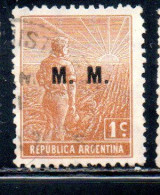 ARGENTINA 1912 1914 OFFICIAL DEPARTMENT STAMP AGRICULTURE OVERPRINTED M.M.MINISTRY OF MARINE MM 1c USED USADO - Oficiales